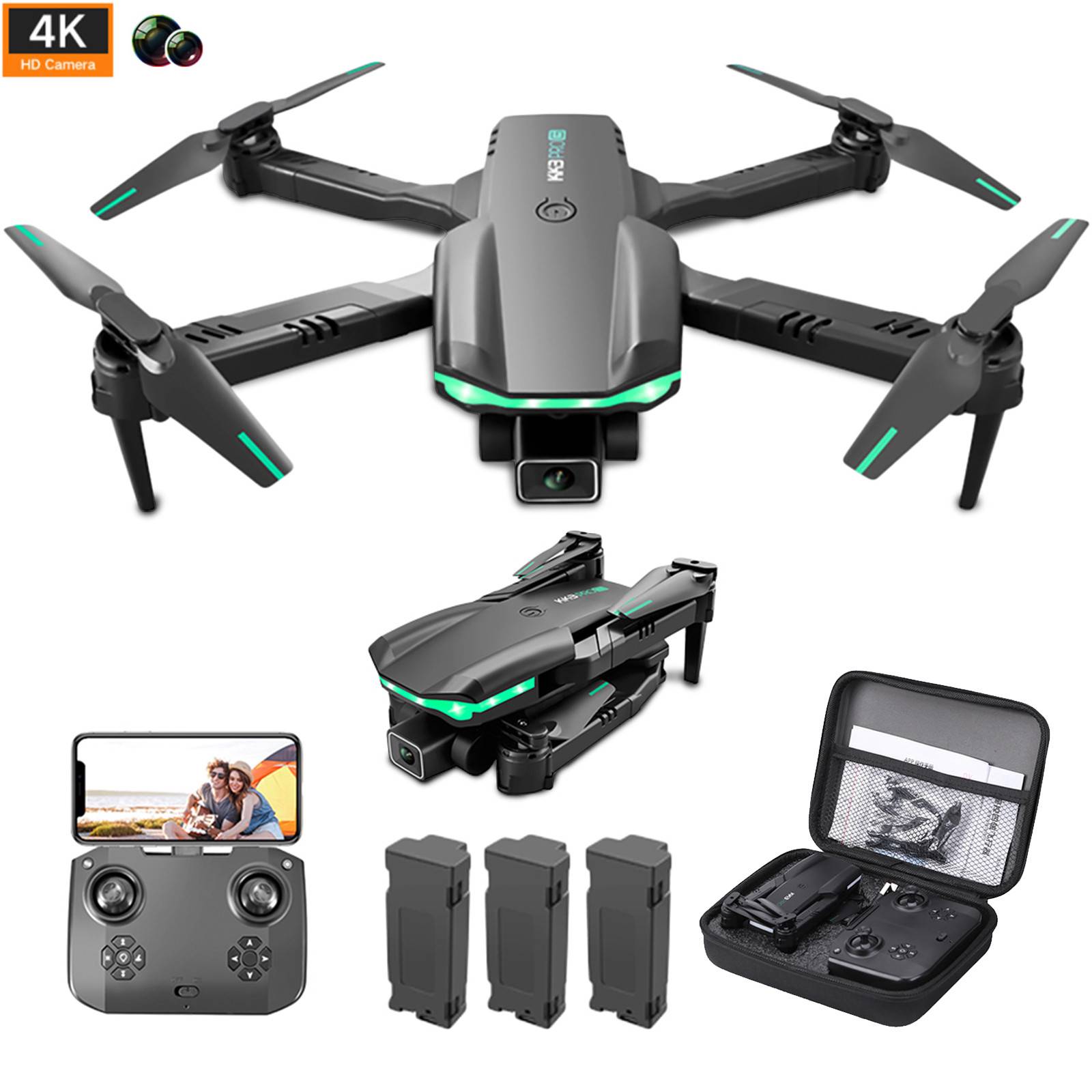 2022 New KK3 Drone 4K Professional Dual Camera Wifi FPV Three Sides Obstacle Avoidance Unmanned Quadcopter Gifts Toys
