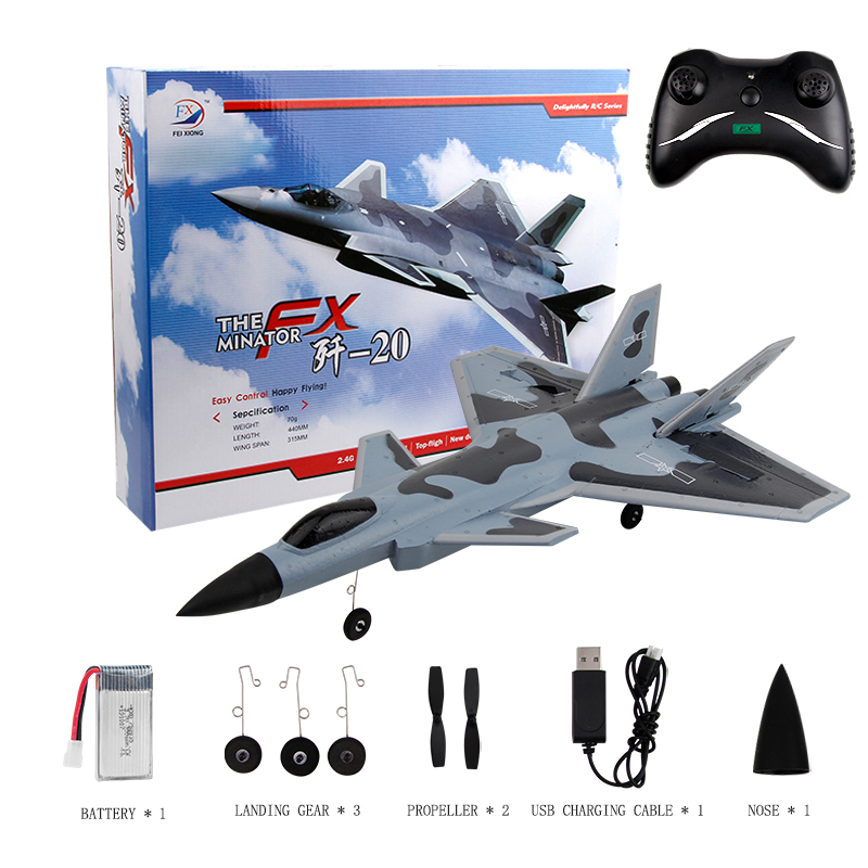 FX930 EPP Foam Remote Control 2.4G Glider Fixed Wing Model RC Aircraft J20 Veyron Fighter Rc Planes Drone for Adults ChildrenType:white