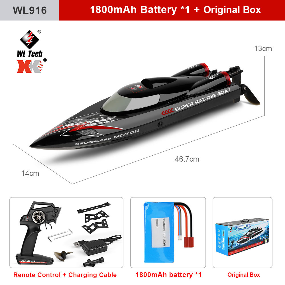 WLtoys WL916 WL915-A RC Boat 2.4Ghz 55KM/H Brushless High Speed Racing Boat Model Remote Control Speedboat Children RC ToysType:white