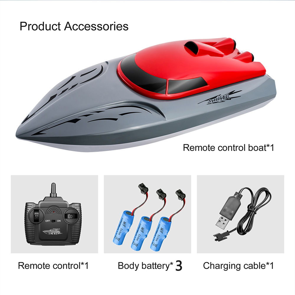 20km/h Dual Motor RC Boat 3.7V Battery 2.4GHz High Speed Remote Control Toys Speedboat for Children Holiday Party Gift