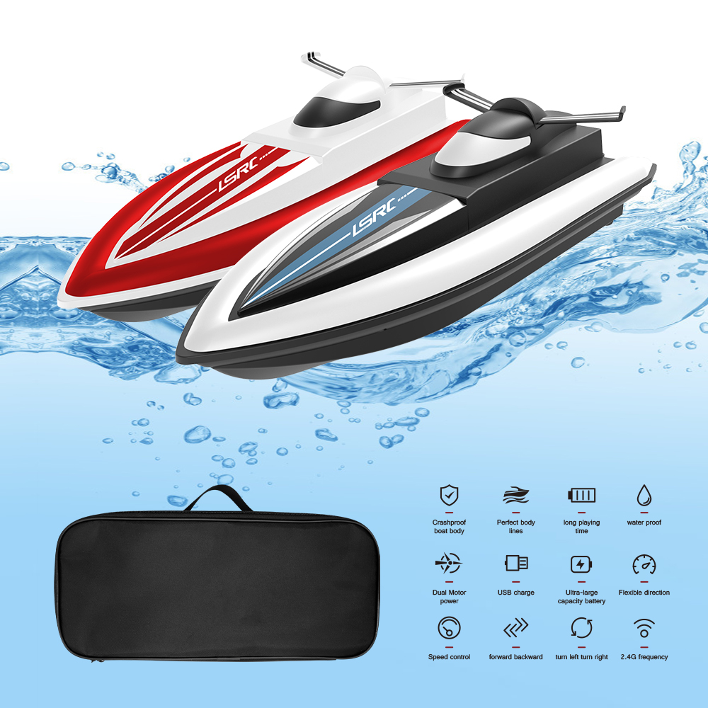 Original 2.4G LSRC-B8 RC High Speed Racing Boat Waterproof Rechargeable Model Electric Radio Remote Control Speedboat Gifts Toys