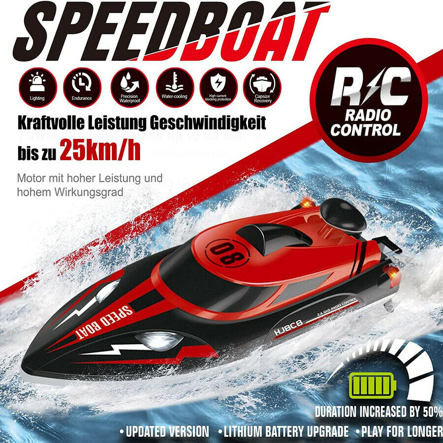 ZHENDUO Remote Control Boat HJ808 RC Boat 25Km / H 2.4G Speed Remote Control Boat with 2-rechargeable batteries for young Adults