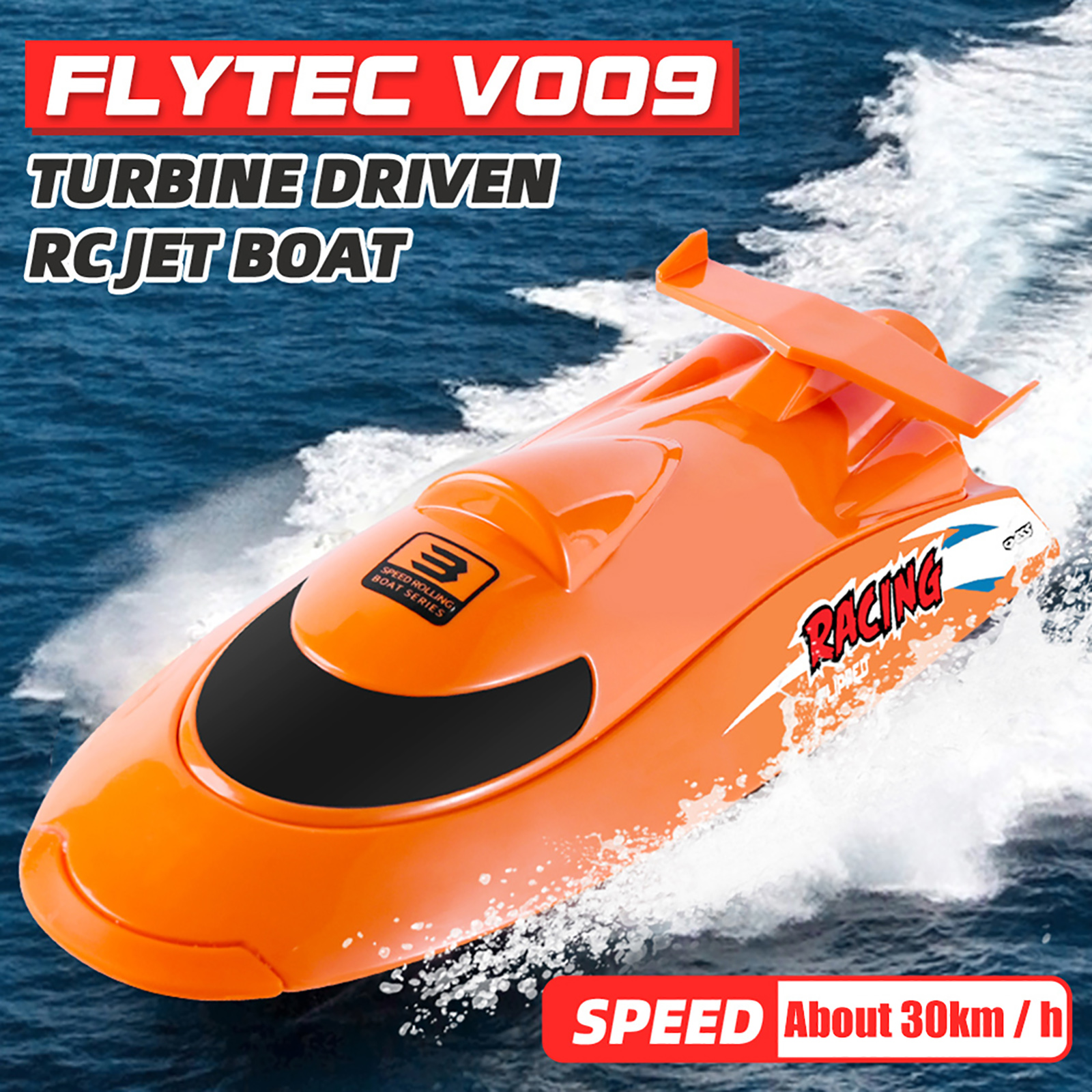 Flytec V009 RC Boat Waterproof 2.4GHz Electric 30km/h Remote Control Boats Three-speed Mode Speedboat Ship for Kids Adults Toys