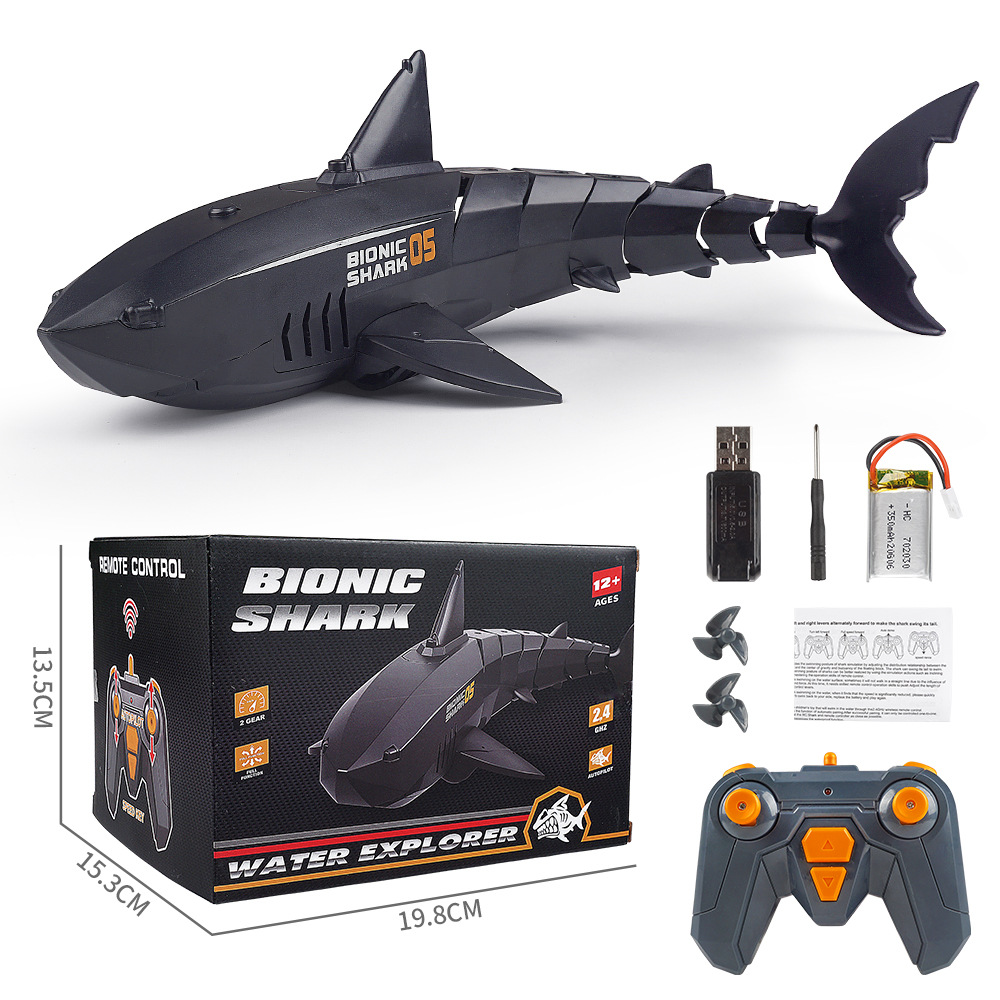 2.4G Remote Control Shark Rechargeable Children's Remote Control Boat Prank ToyType:Black