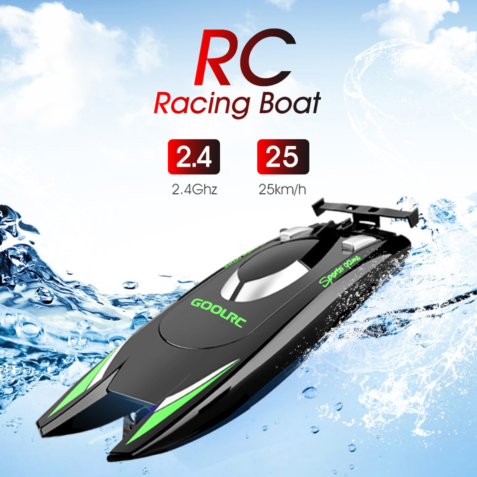 RC Fishing Bait Boat for Kids Adult 25KM/H High Speed Racing Boat 2 Channels Remote Control Racing Boat Electric Underwater Toys