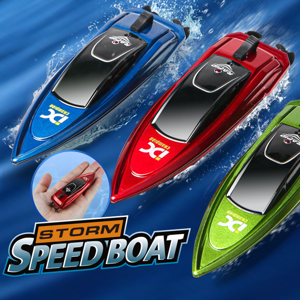 Mini RC Boat 5km/h Radio Remote Controlled High Speed Ship with LED Light Palm Boat Electric Summer Water Pool Toys Models Gifts