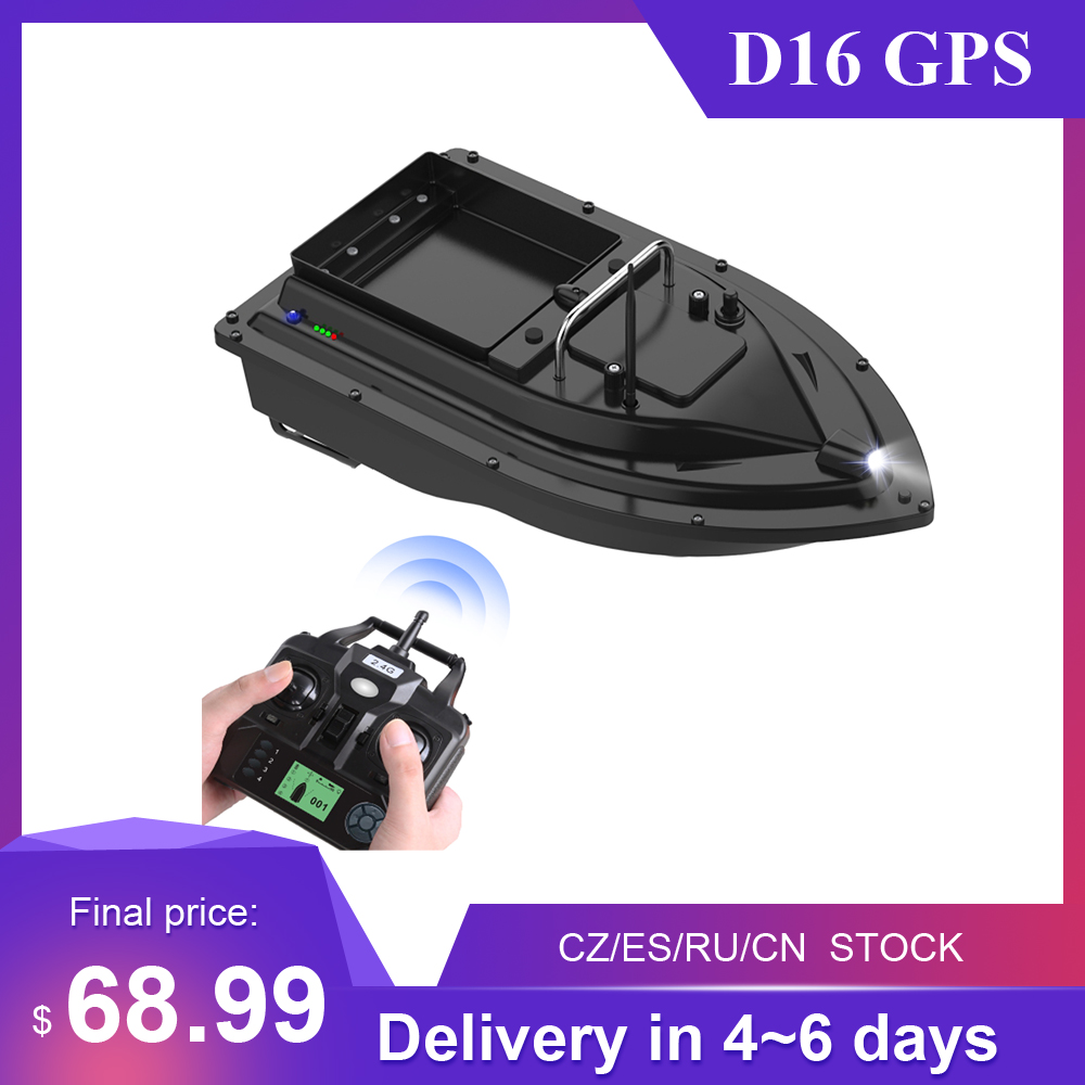 D16 Fishing Bait Boat Wireless Remote Control RC Boat Automatic Bait Boat Ship Fish Finder 400-500m Signal Range for Fisherfolks