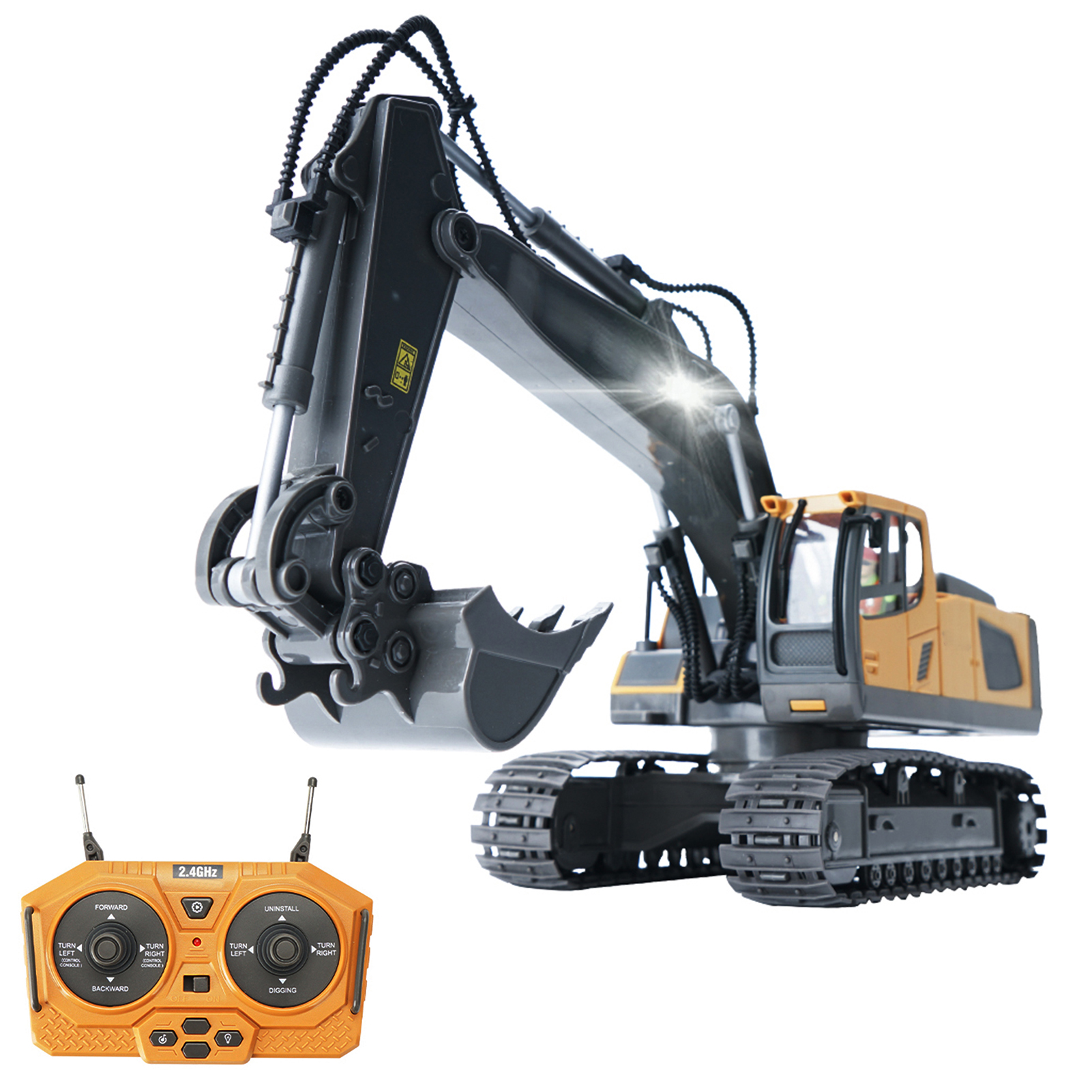 RC Excavator/Bulldozer 1/20 2.4GHz 11CH RC Construction Truck Engineering Vehicles Educational Toys for Kids with Light MusicOrigin:China,Type:white