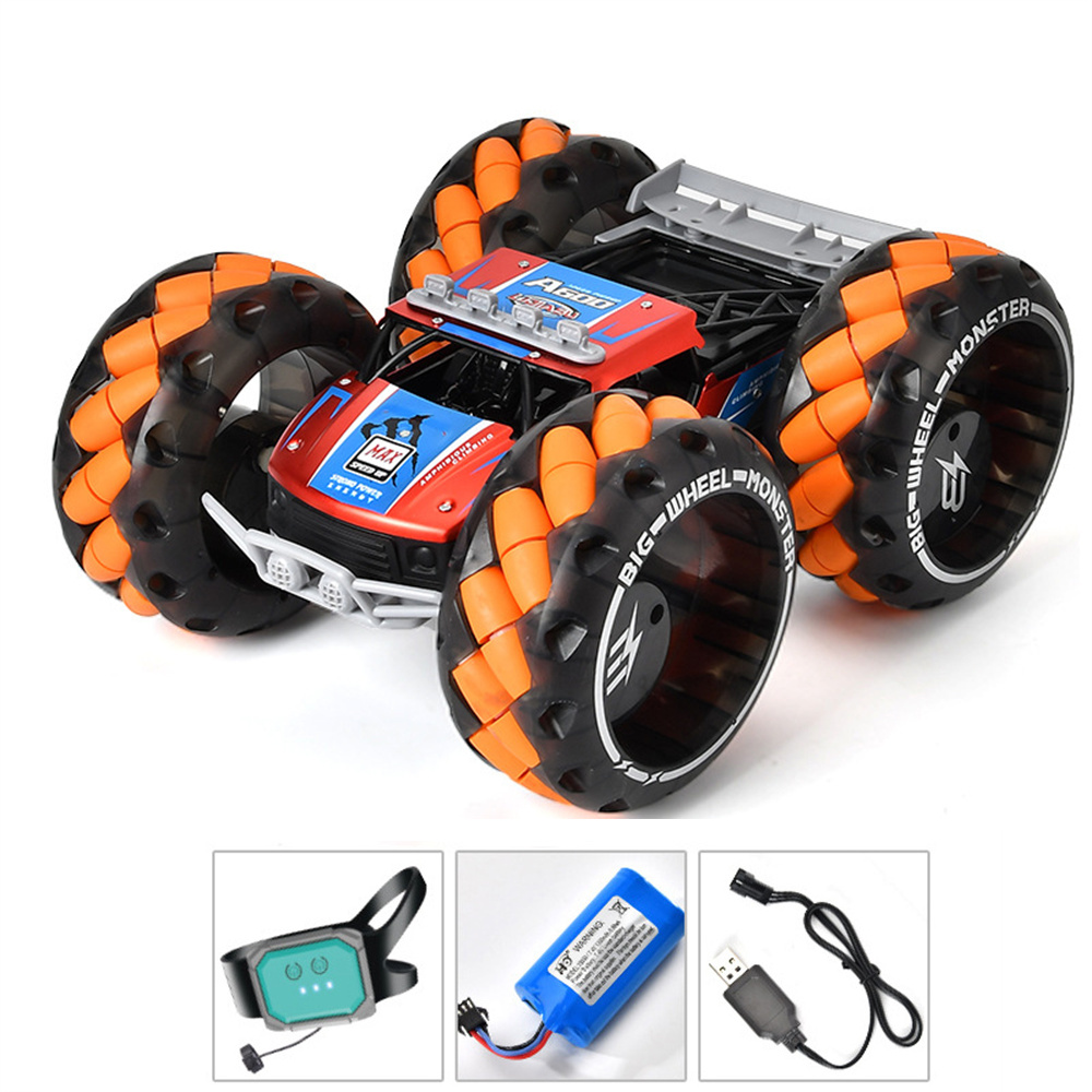 1/10 14CM Big Wheels RC Stunt Car Gesture Sensing Remote Control Car with LED Lights Off-Road Vehicle Toys for ChildrenType:white