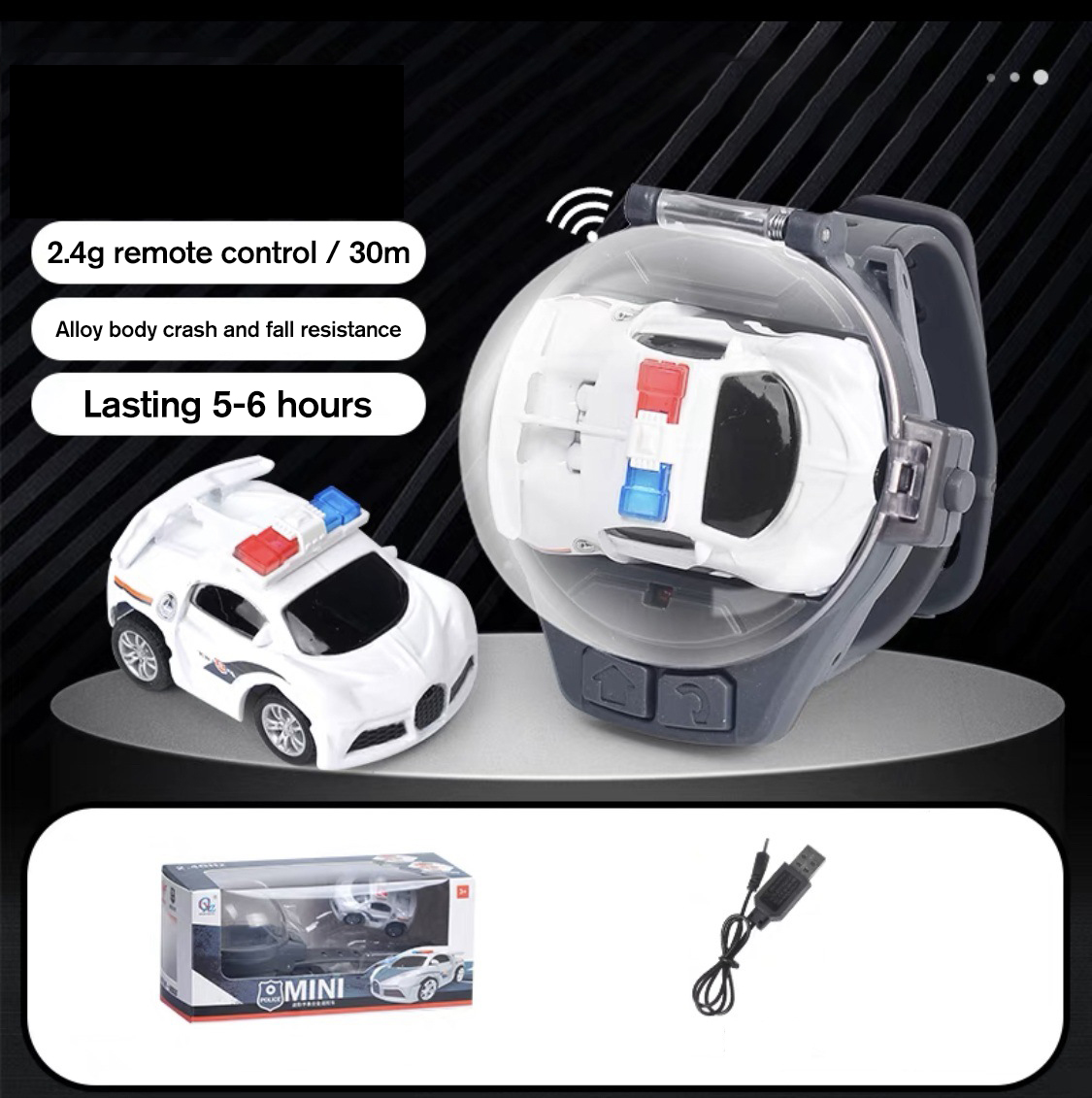 Children Cartoon Mini RC Remote Control Car Watch Toys Electric Wrist Rechargeable Wrist Racing Cars Watch For Boys Girls GiftOrigin:CN,Type:white