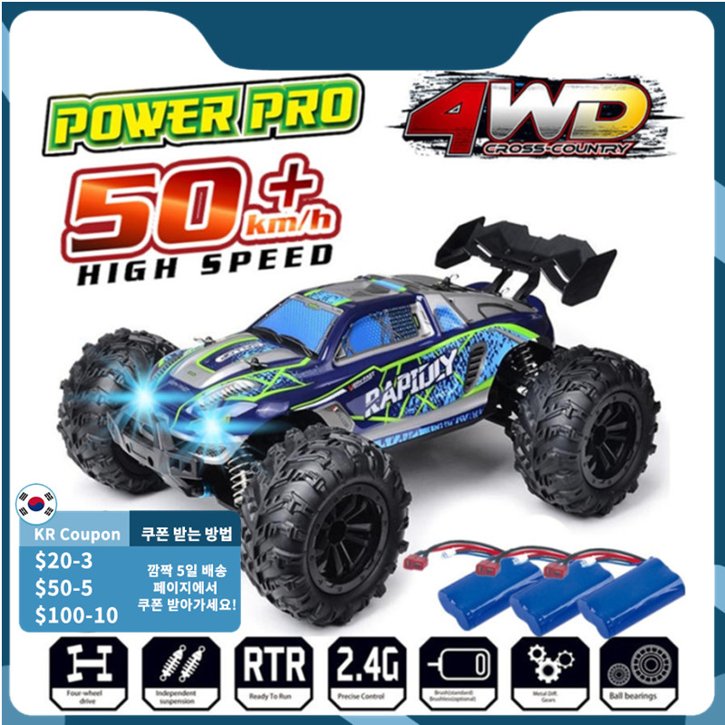 Rc Cars Off Road 4x4 with LED Headlight,1/16 Scale Rock Crawler 4WD 2.4G 50KM High Speed Drift Remote Control Monster Truck Toys