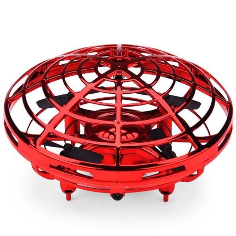 POLARIE Mini UFO Drone RC Helicopter Airplane Toy Infrared Quadcopter Manual Sensing Interactive Flying Saucer RC ToysType:Red