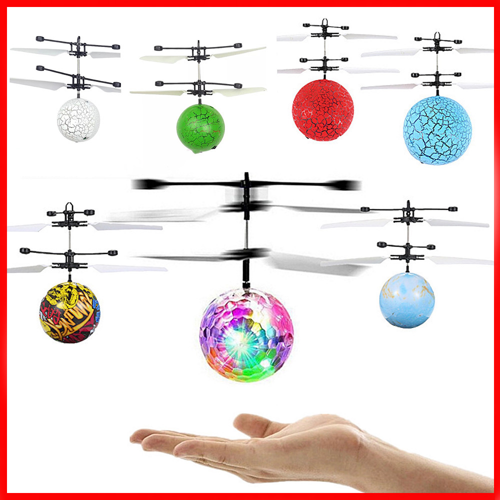 Children's Fly Toy RC Remote Control Gesture Induction Crystal Ball Outdoor Indoor Football USB Charging Coulorful Gift for Kids