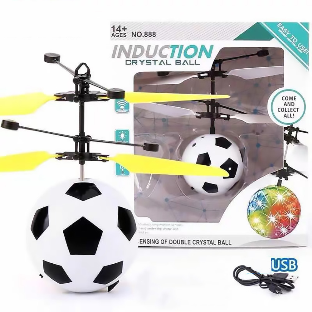 Children's Fly Toy RC Remote Control Gesture Induction Crystal Ball Outdoor Indoor Football USB Charging Coulorful Gift for KidsType:white