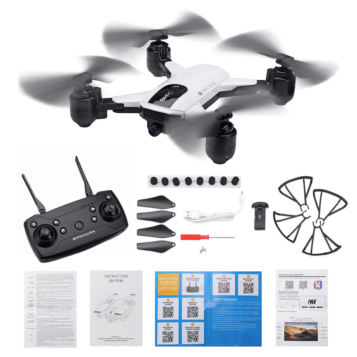 Big Sale Foldable FPV Drone RC Quadcopter with 4K 1080P HD Camera Gesture Shot High Hold Mode Foldable Dron Toy RC HelicoptersOrigin:China,Type:white