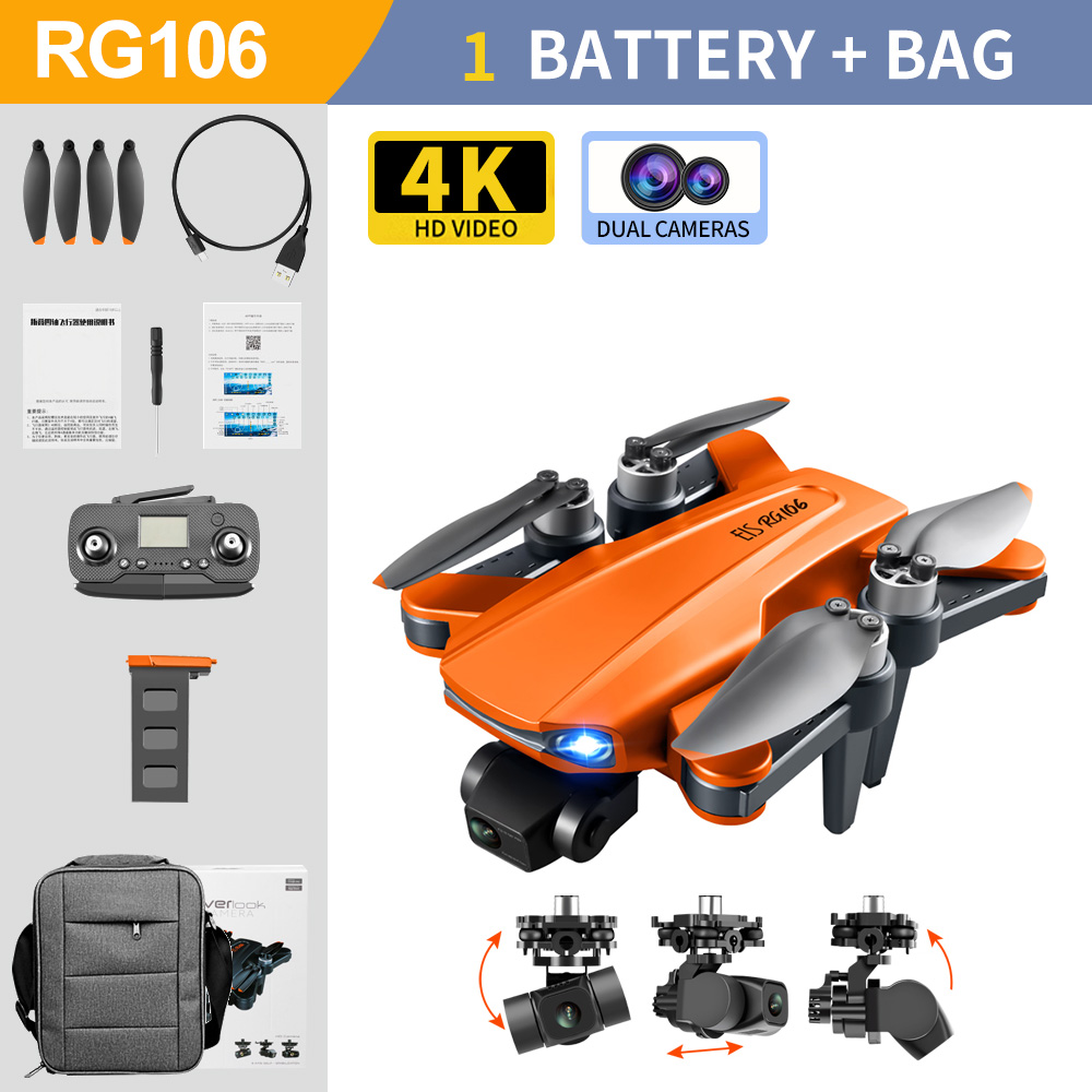 2022 New RG106 Drone 8k Dual Camera Profesional GPS Drones With 3 Axis Brushless Rc Helicopter 5G WiFi Fpv Drones Quadcopter ToyOrigin:China,Type:white