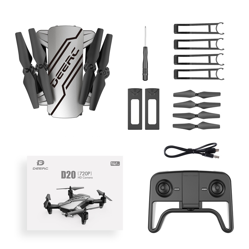 DEERC D20 Mini Drone 720P HD FPV Camera RC Toys Altitude Hold Headless Mode One Key Start Easy Control Drone For Beginner KidsType:white