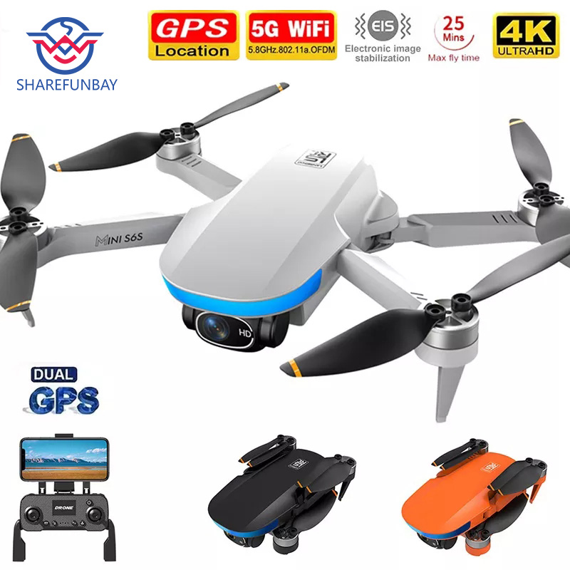 2022 New S6S Mini GPS Drone 4K Professinal Dual HD EIS Camera Light Flow 5G Wifi Brushless Folding Quadcopter RC Helicopter Toys