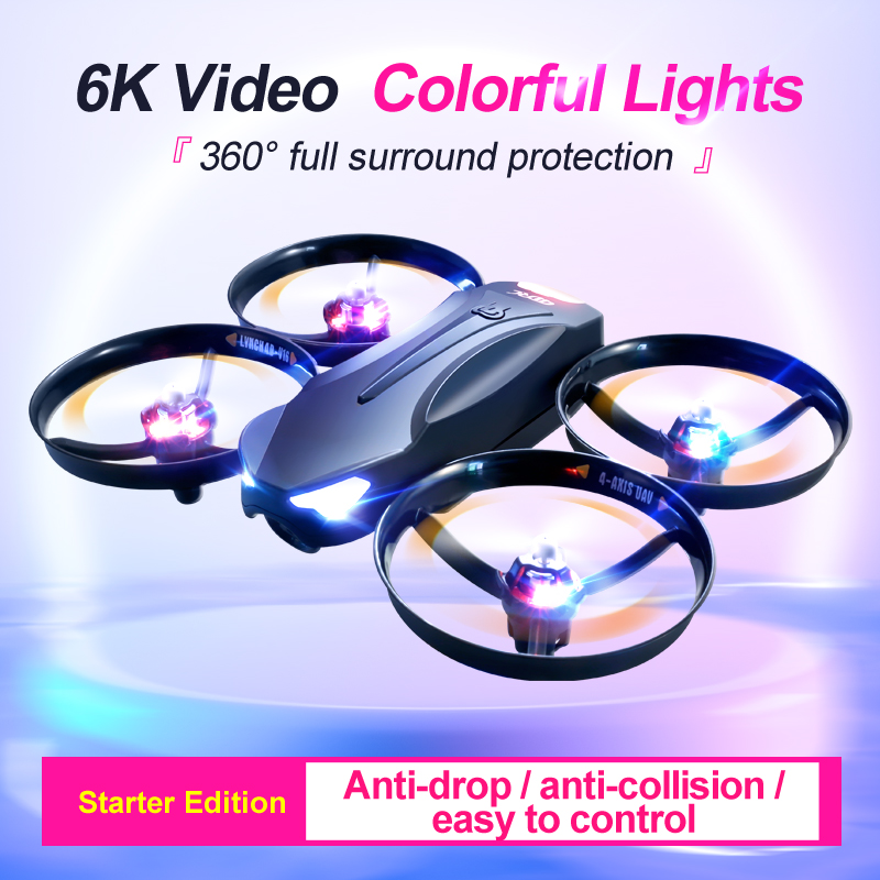 V16 Mini 6K RC Drones with Camera Hd 4k Aerial Photography Aircraft Professional Remote Control Colorful Lights Drone Toys Gift