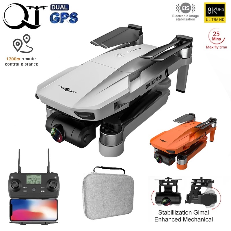 QJ New KF102 GPS Drone 4K Dual Camera 5G Wifi FPV Obstacle Avoidance Folding Quadcopter Helicopter RC Distance 1200M Gifts Toys