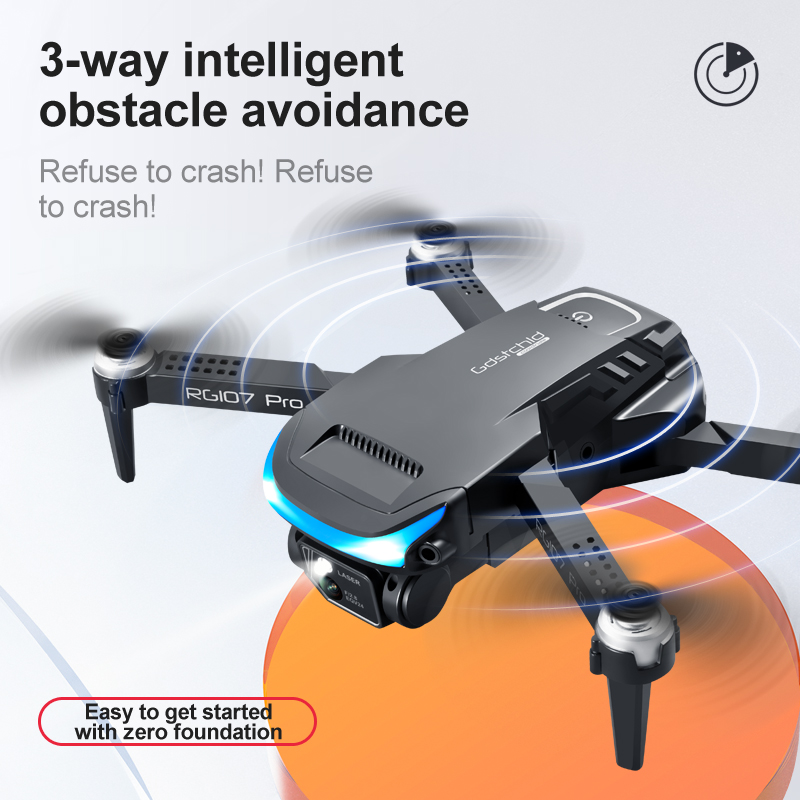 For Beginner 2022 RG107 4k Drone 3 Side Avoid Obstacles HD Dual Camera WiFi fpv Drone Quadcopter Toys Helicopter RC Dron
