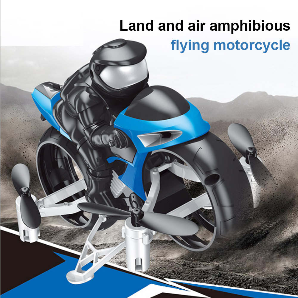 RC Stunt Motorcycle 2 In 1 Land Air Dual Mode Stunt 2.4GHz Flying Off-road Motorcycle Drone With 360 Rotation Drift Motorbike
