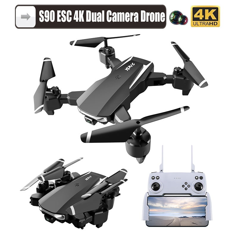 S90 Mini Drone WiFi FPV 4K HD Dual Camera Altitude Hold RC Foldable Helicopter One-Key Return Quadcopter High Quality Drone Toys
