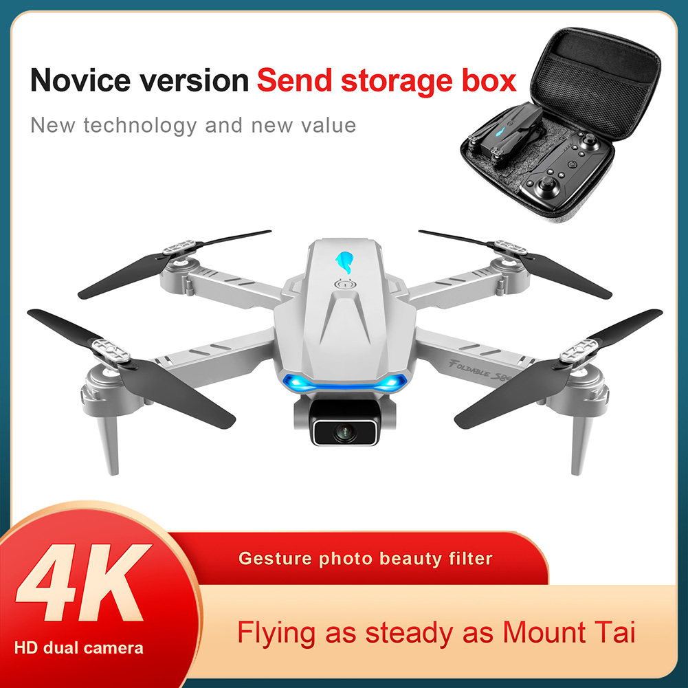 S89 4K HD Dual Camera RC Drone 2.4GHz Foldable 4 Channels Drones WiFi FPV with Battery Altitude Hold Helicopters Quadcopter Toys