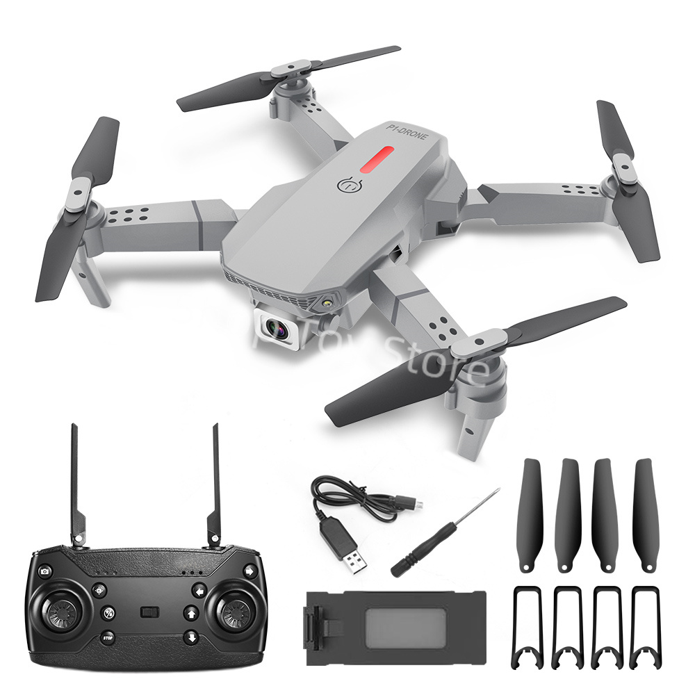 E88  Drone 4K Profesional HD Dual Camera 2.4Ghz Mini Foldable Quadcopter Real-time Transmission Helicopters Gift Toys for BoyType:Gray