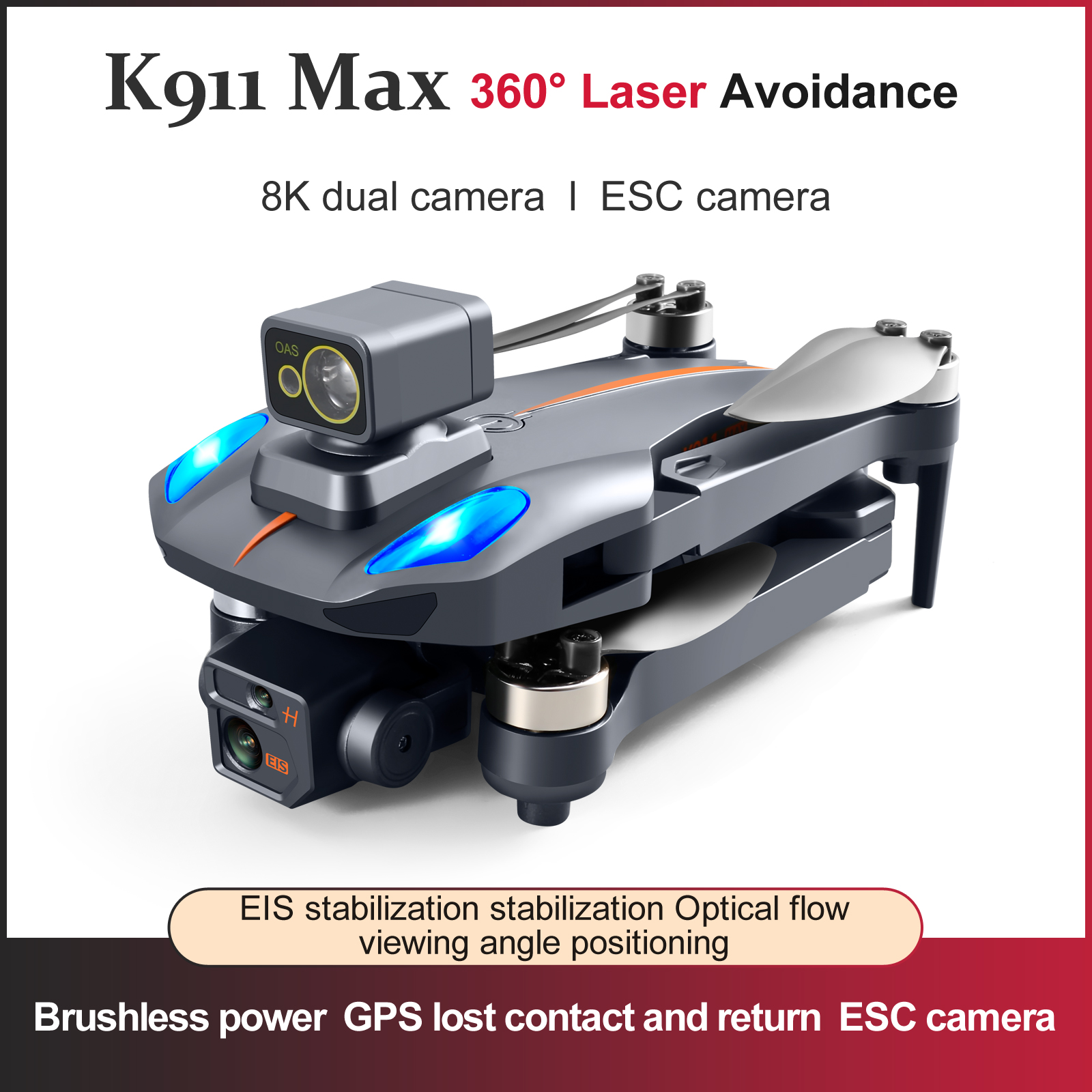 XKJ K911 MAX GPS Drone 4K Professional Obstacle Avoidance 8K DualHD Camera Brushless Motor Foldable Quadcopter RC Distance 1200M