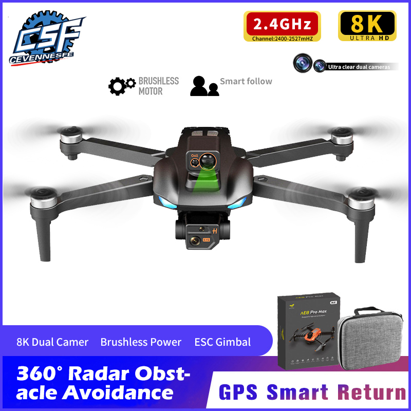 AE8 Pro Max Drone Brushless GPS Drone 360° Obstacle Avoidance Automatic Follow Quadcopter 8K HD Aerial Photography RC Aircraft