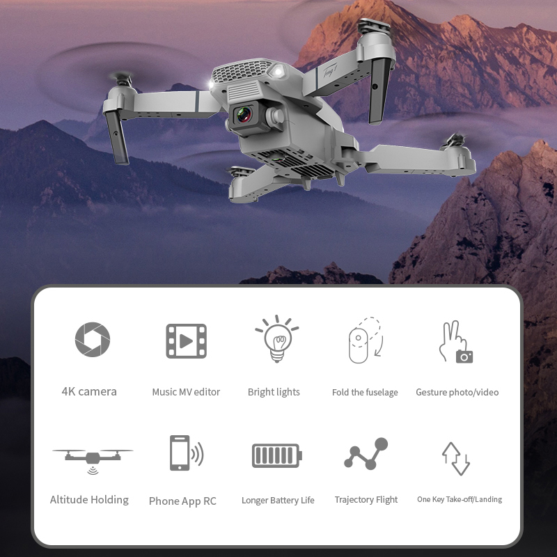 KBDFA E88 GPS RC Drone Professional Plane E525 Quadcopter 4K Hd Aerial Photography Folding Quadcopter Children's Toys Gifts Boy