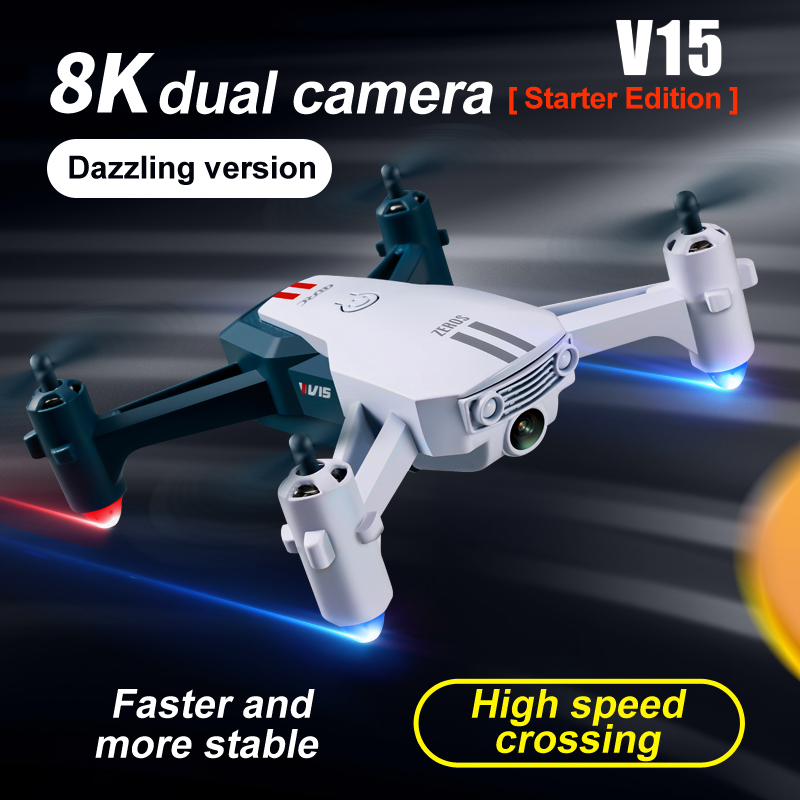2022 New V15 Mini Professional Drone With 4K/6K/8K HD Dual Camera RC Drone Collapsible Quadcopter Airplane Remote Control Toys