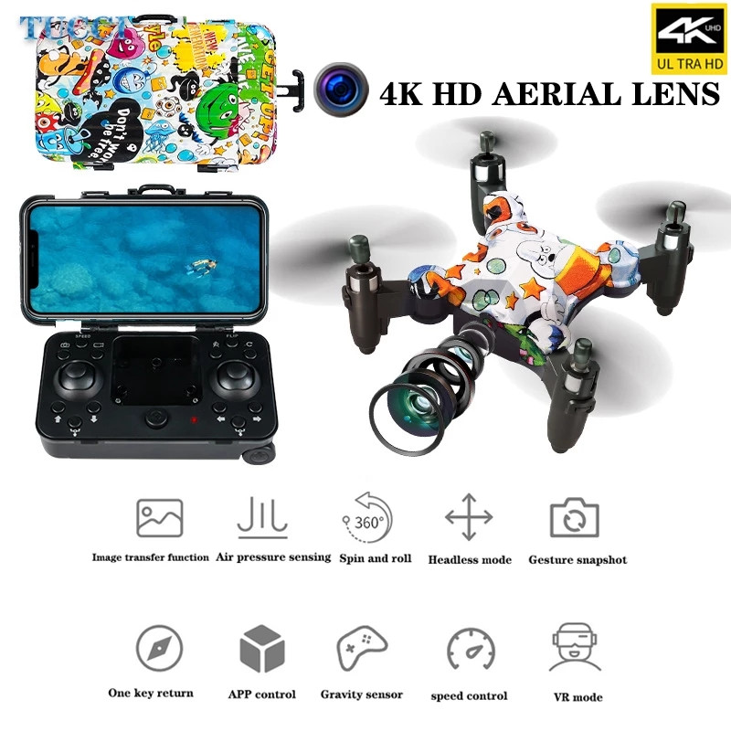GSF DH120 Mini Drone 4K HD Wifi FPV Luggage Shape Remote Control Drone With Camera Foldable One-click Return Quadcopter Toys