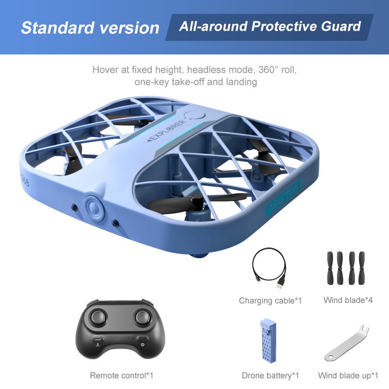 KBDFA H107 RC Mini Grid Quadcopter Drone with 4K WIFI Camera Helicopter Toy Drone Headless 360 Degree Flip LED Kids RC ToysType:Gray