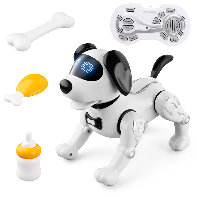 Funny RC Robot Electronic Dog Stunt Dog Voice Command Programmable Touch-sense Music Song Robot Dog for Children's ToysType:Light yellow