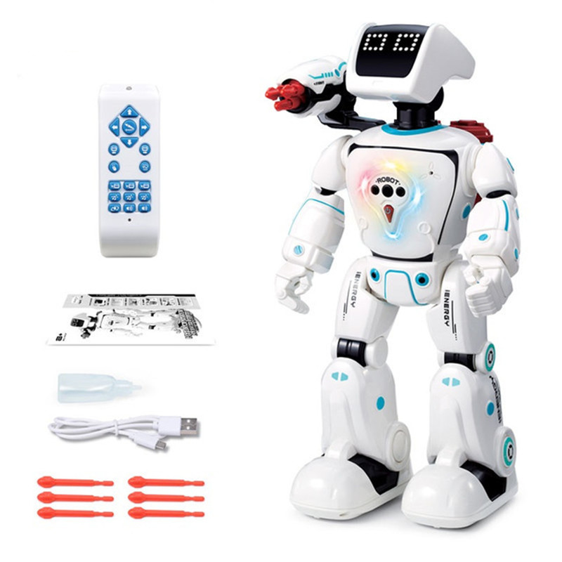 Remote Control Intelligent Smart Robot Voice Conversation Gesture Touch Sensing Battle Mode Launch Bullet RC Robot  Child GiftOrigin:China,Type:white