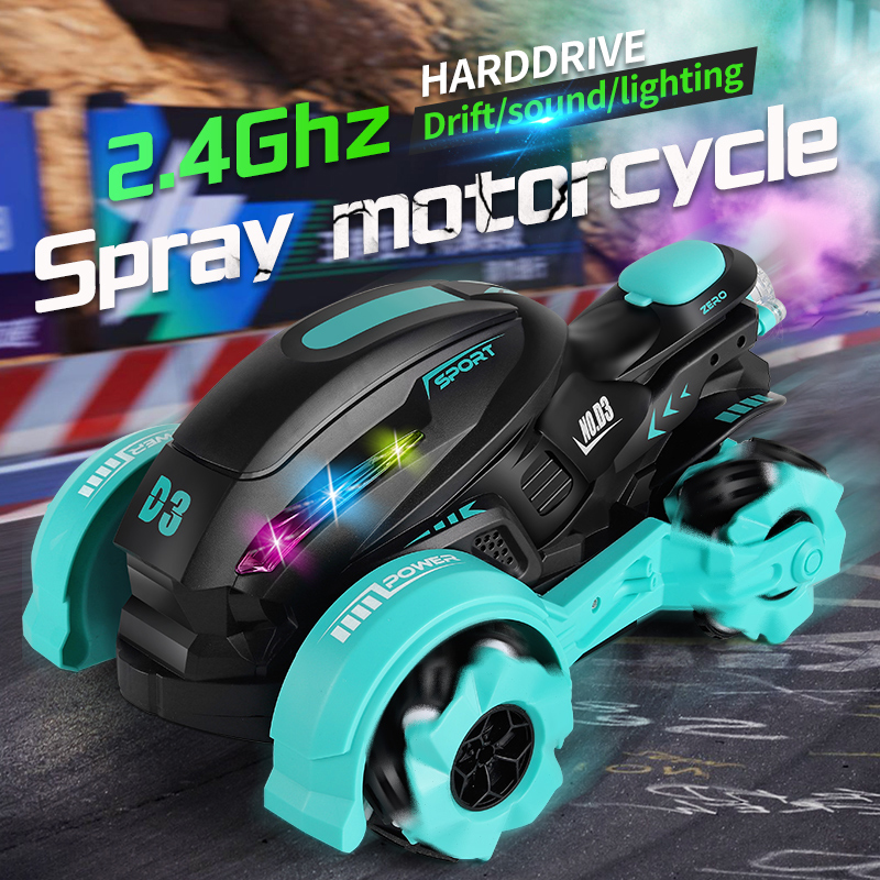 Parten 2.4G Spray Stunt RC Car Toy High Speed Drift Sports Chargeable Cool Lighting Music 360 degrees turn For Children GIft