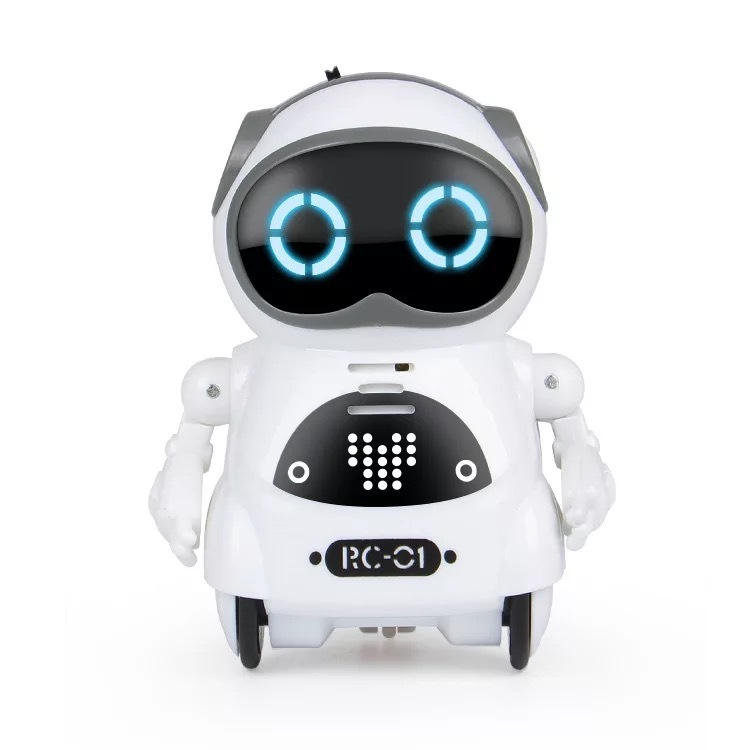 939A Mini RC Robot Talking Interactive Dialogue Voice Pocket Recognition Record Singing Dancing Telling Story RC Robot Toys GiftType:white