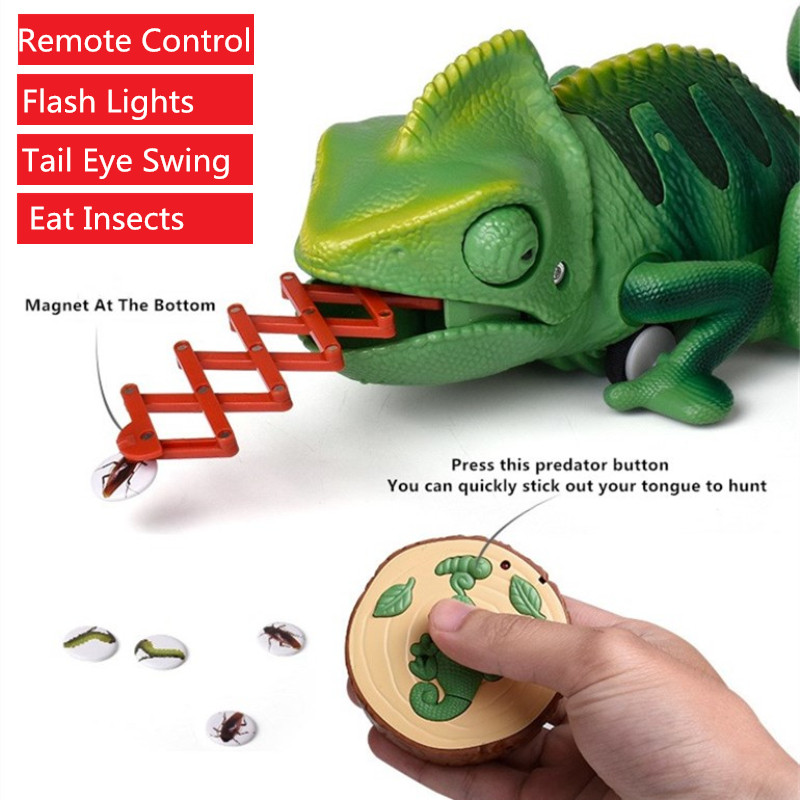 2.4G Remote Control Chameleon Lizard Pet Intelligent Electronic Parent Child Game Toy High Simulation Tail Swing Eat Insect Gift