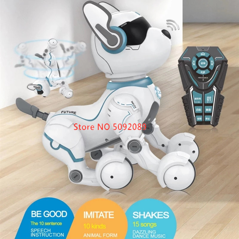Intelligent Electronic RC Robot Dog Make 12 Animal Sounds Dance Singing Voice Control RC Toy Play With Kid Boy Child Friend Gift