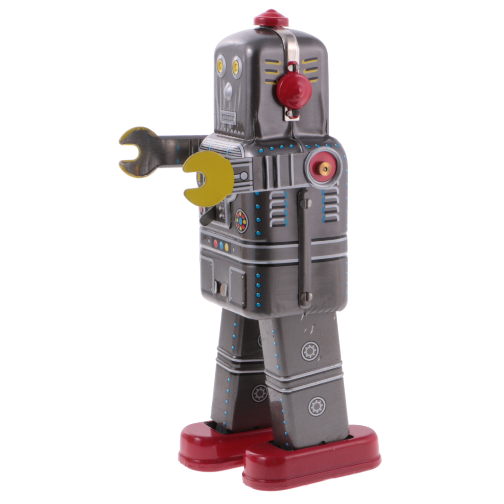 Wind Up Robot Spaceman Clockwork Vintage Tin Toy Action Figure, Develop and Enhance Tactile Skills, Party Supplies Bag Filler