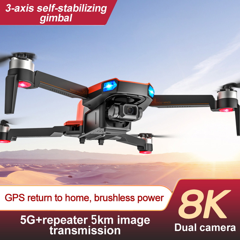 Profesional Drone GPS 5G 3-Axis Gimbal 8K UHD Camera Support TF Card Helicopter Brushless Motor FPV Quadcopter Aircraft MS-712