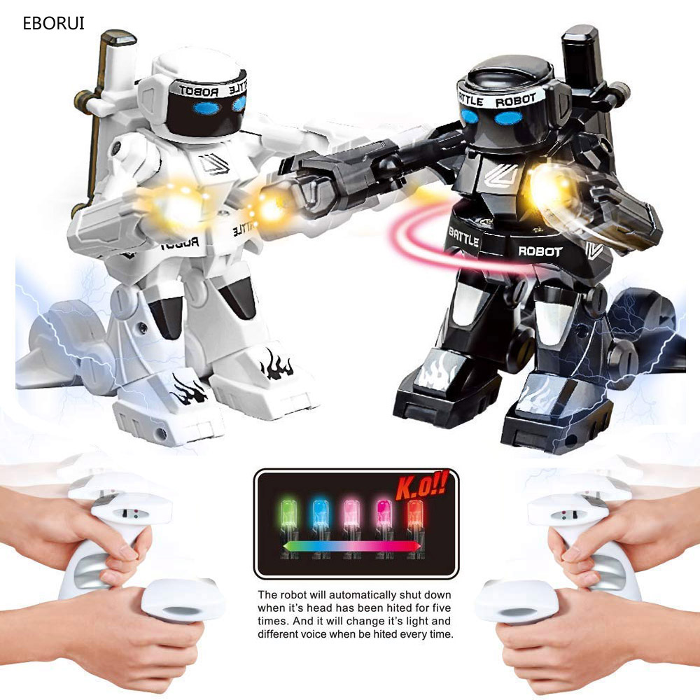 EBORUI RC Battle Robot 2.4G Humanoid Fighting RC Robot w/ Two Control Joysticks Real Boxing Fight Experience Gift for Kids
