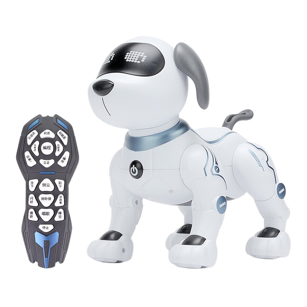 Electronic Robot Dog Stunt Dog Remote Control Robot Dog Toy Voice Control Music Dancing Toy for Kids Birthday GiftOrigin:Australia,Type:white