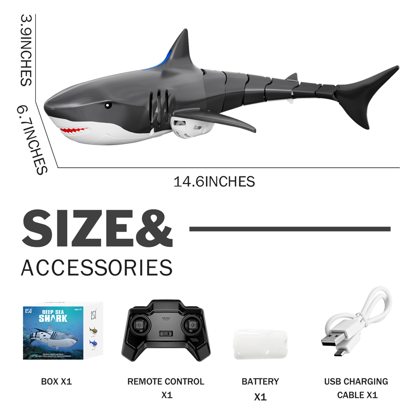 Sinovan Funny Rc Shark Toy Remote Control Animals Electric Stuff Waterproof Sharks Submarine with Light Toys for Kids Boys GiftOrigin:China,Type:white