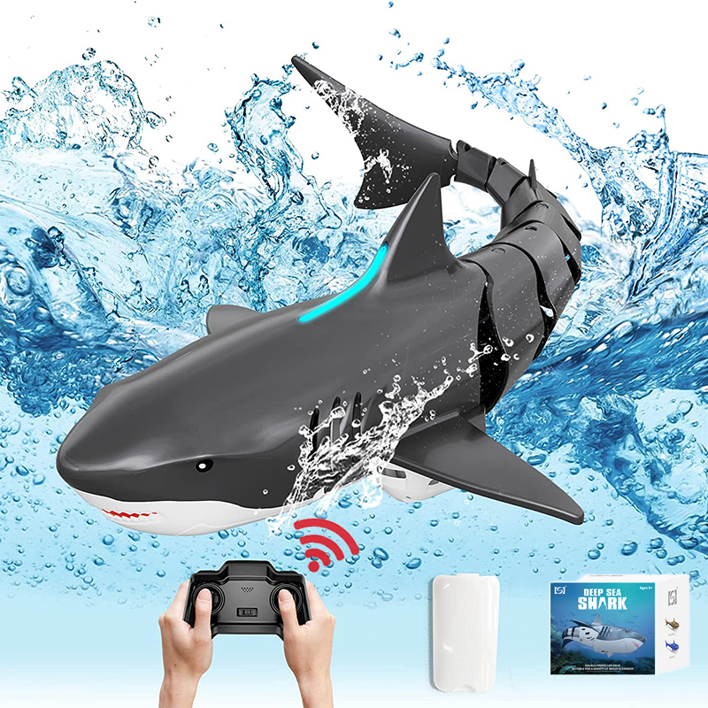 Sinovan Funny Rc Shark Toy Remote Control Animals Electric Stuff Waterproof Sharks Submarine with Light Toys for Kids Boys Gift