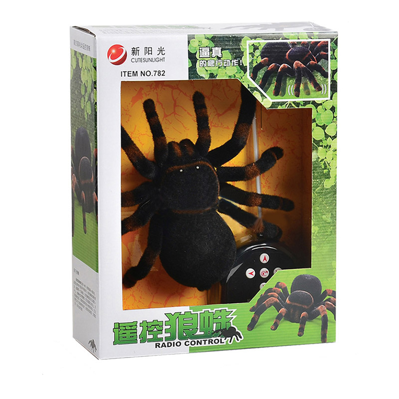 Big Size Toy  Remote Control Simulation tarantula Eyes Shine black RC Spider 4Ch Halloween RC Tricky Prank Scary for party gameType:white