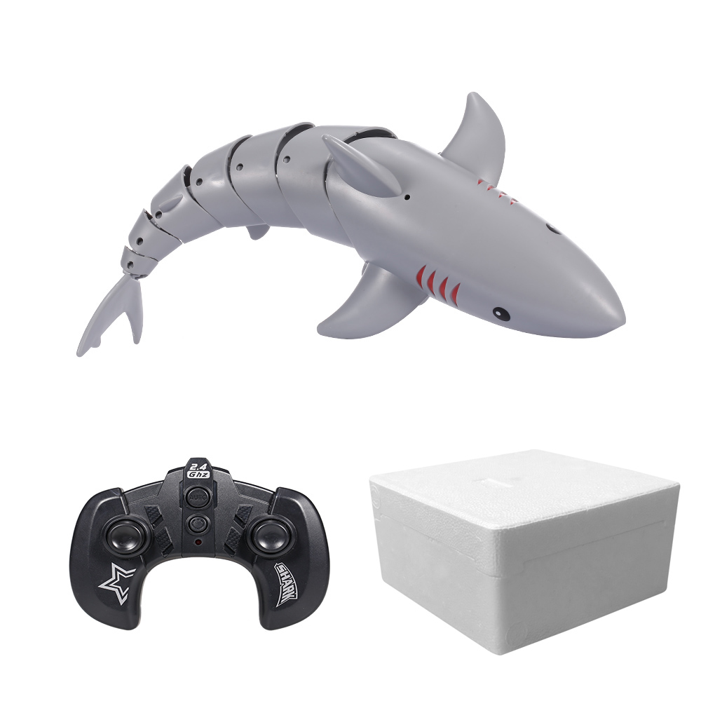 K23 RC Shark Boat With Light Waterproof Racing Radio Control Fish Robot Model Electric Simulation Underwater Shark Toys for boysType:white