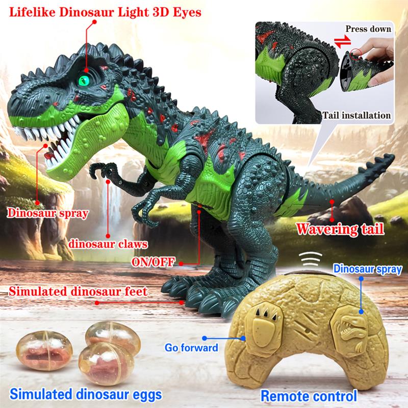RC Dinosaur Tyrannosaurus Rex Animal Remote Control Sounds Dinobot Interactive Spray Dinosaurs Toys Animal Model for Kids Toy